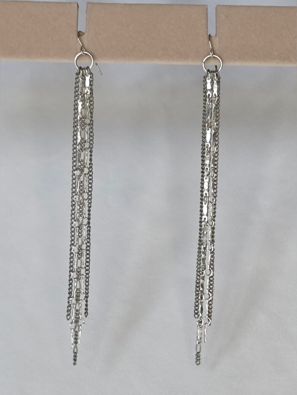 Silver Multi-Chain Long Drop Earrings - Women Jewelry